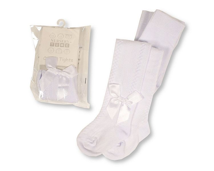 Baby Bow Tights White