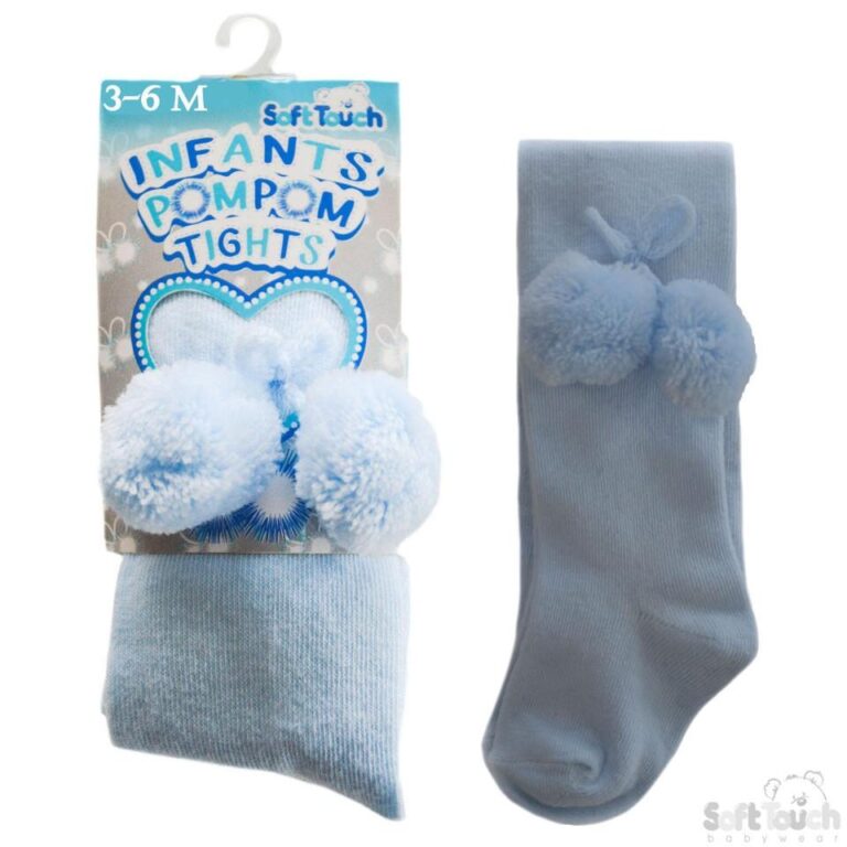 Baby Pom Pom Tights Blue
