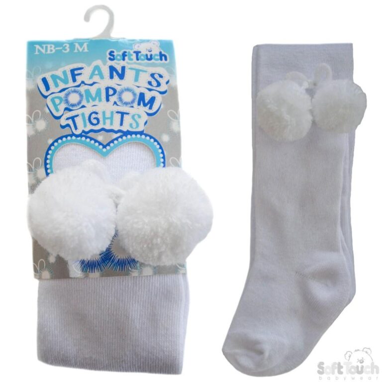 Baby Pom Pom Tights White
