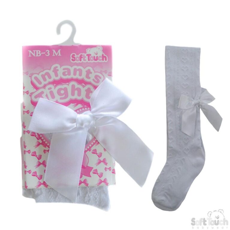 Baby Hearts Jacquard Tights White
