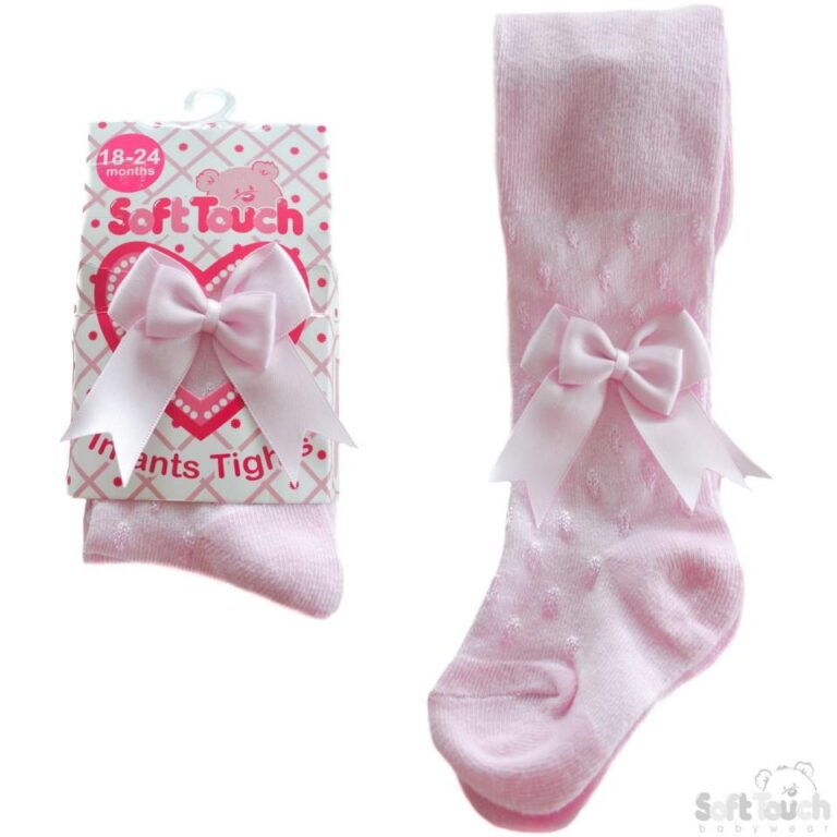 Baby Double Bow Tights Pink