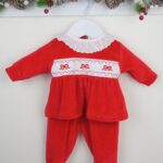 Velour Bow Outfit Red