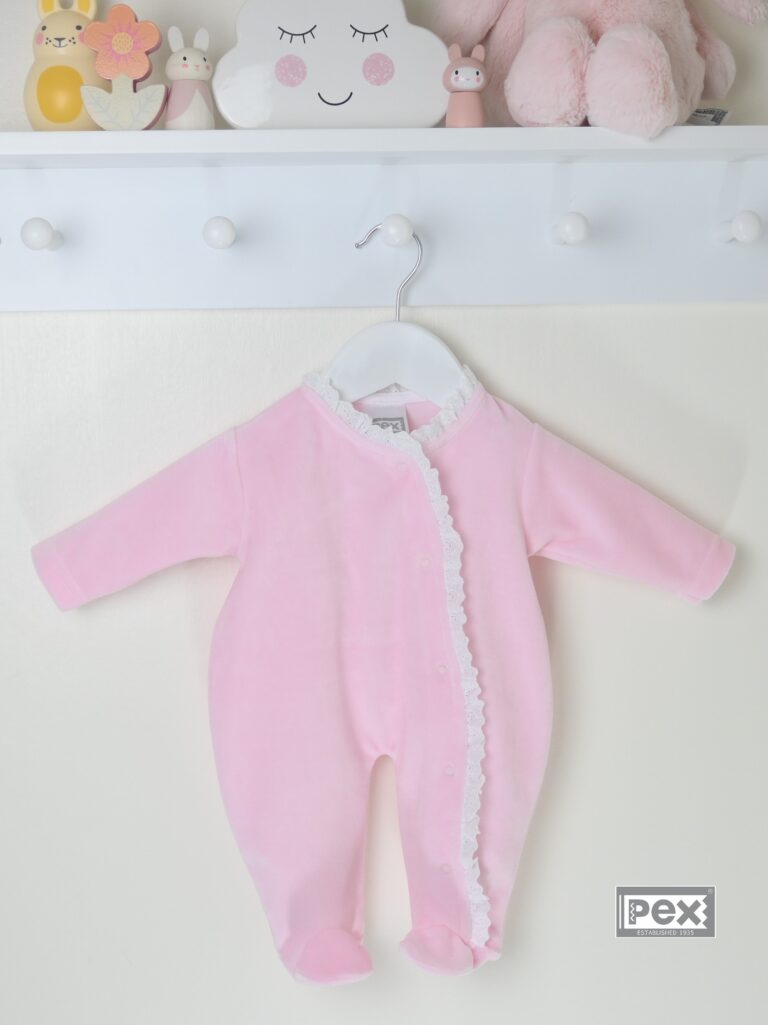 Lace Edged Sleepsuit Pink