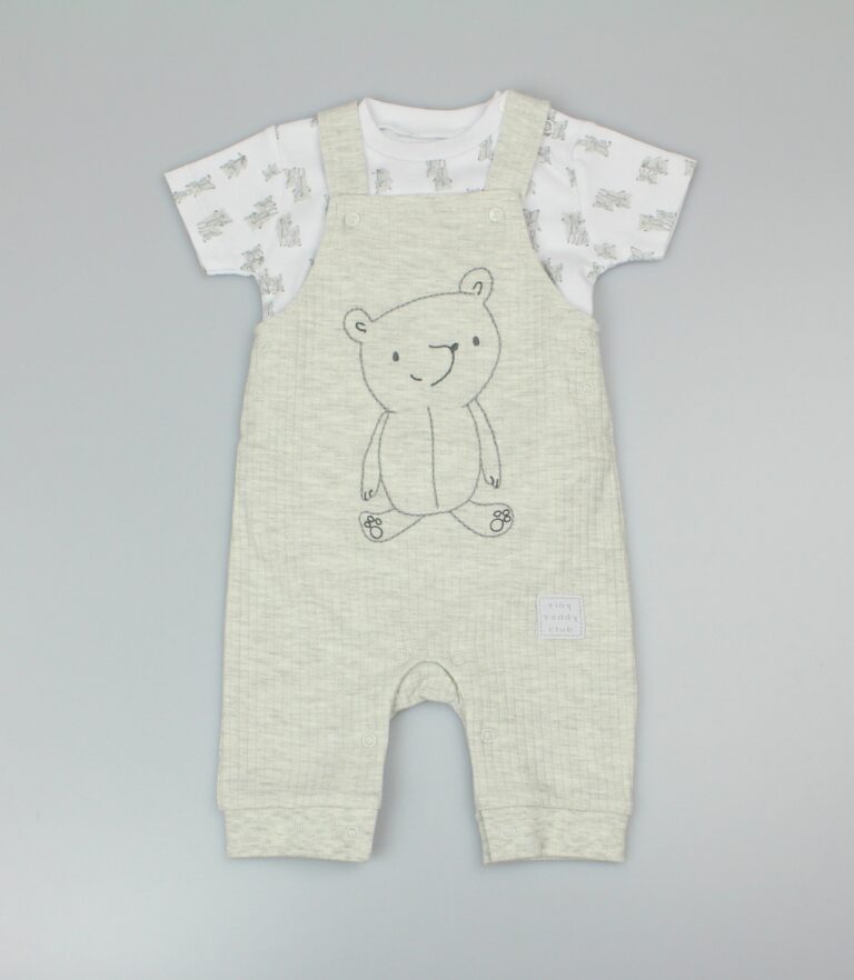 Baby Waffle Dungaree Bear Set