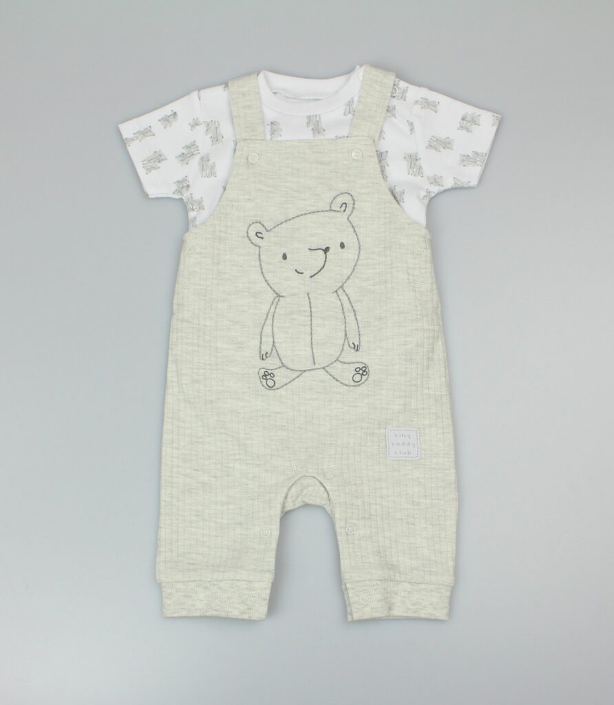 Baby Waffle Dungaree Bear Set