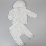 Baby Cotton Rib Jacket Set Taupe