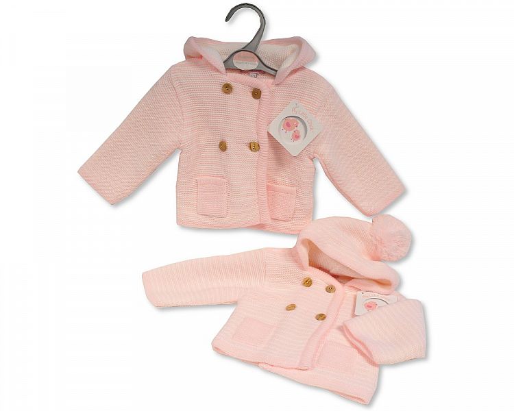 Baby Knitted Pram Coat Pink