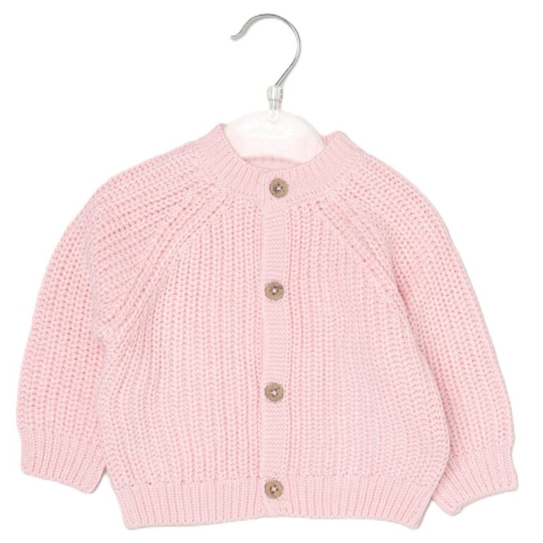 Baby Cotton Embroidered Cardigan Pink