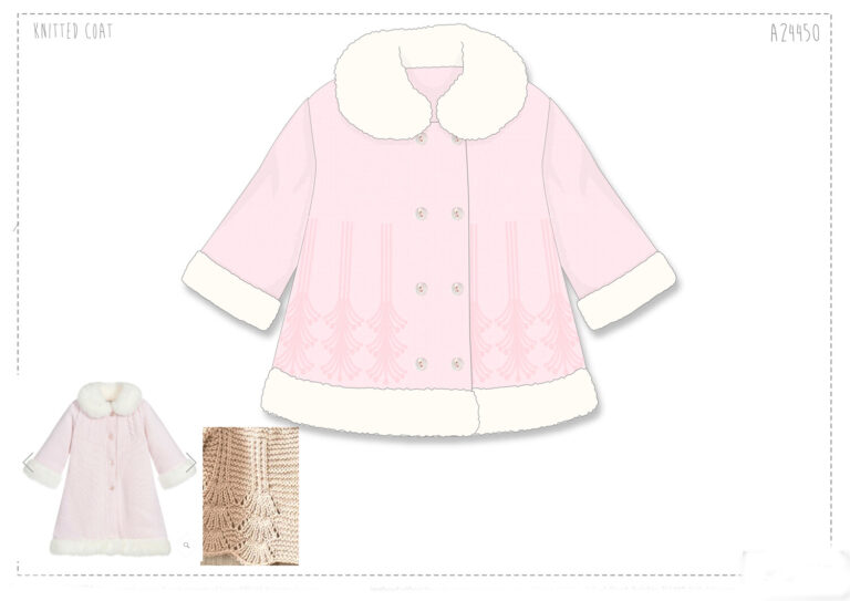 Baby Fur Trimmed Knit Coat Pink