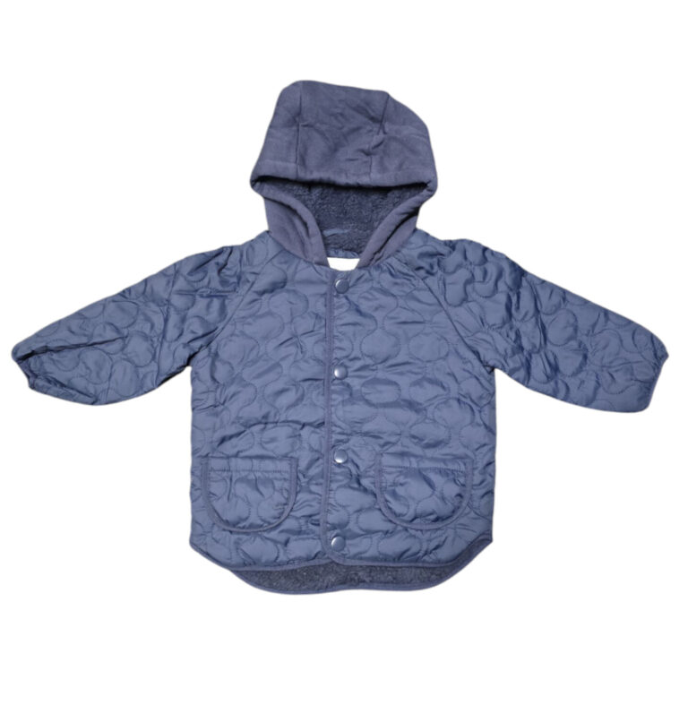 Baby Hooded Button Jacket Navy