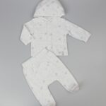 Baby Cotton Rib Jacket Set White