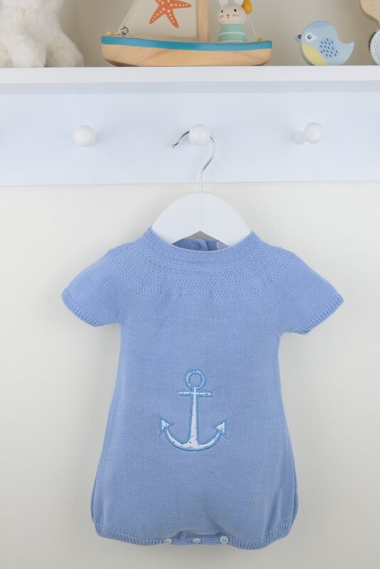 Anchor Romper Dusky Blue