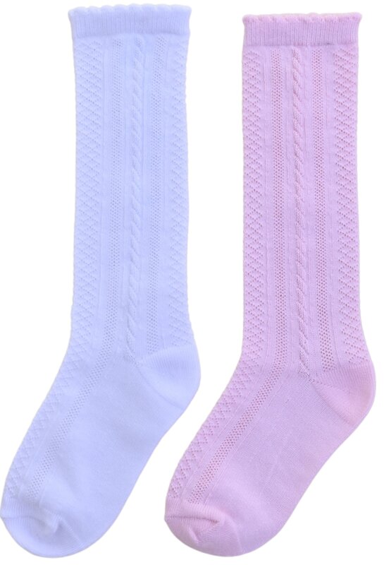 Classic Knee High Socks White/Pink